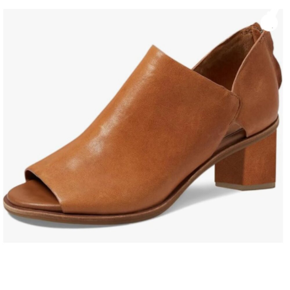 YDN Chocolate Peep Toe Low Block Heels Back Zipper Ankle Boots Comfy Sandal